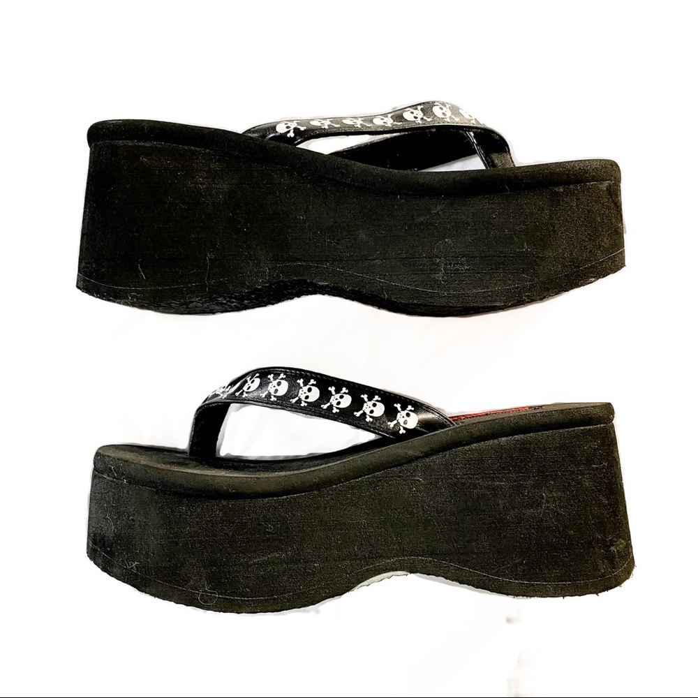 Demonia Skull Flip Flop Platforms
